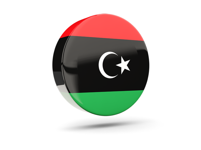 Glossy round icon 3d. Download flag icon of Libya at PNG format