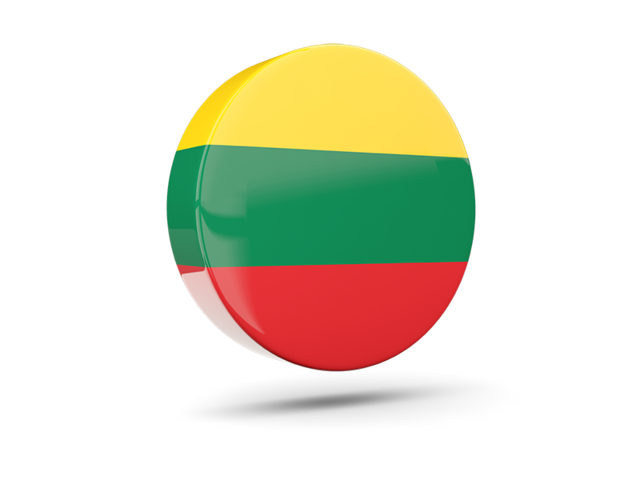 Glossy round icon 3d. Download flag icon of Lithuania at PNG format