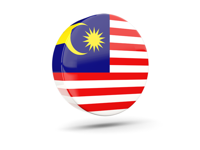 Glossy round icon 3d. Illustration of flag of Malaysia