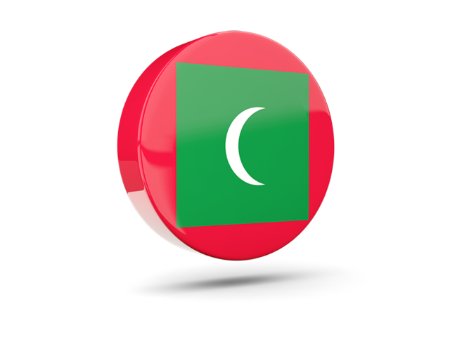Glossy round icon 3d. Download flag icon of Maldives at PNG format