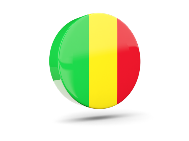Glossy round icon 3d. Download flag icon of Mali at PNG format