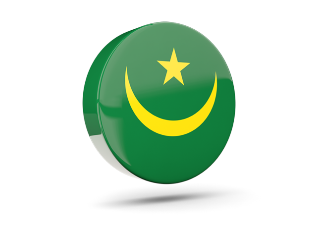 Glossy round icon 3d. Download flag icon of Mauritania at PNG format
