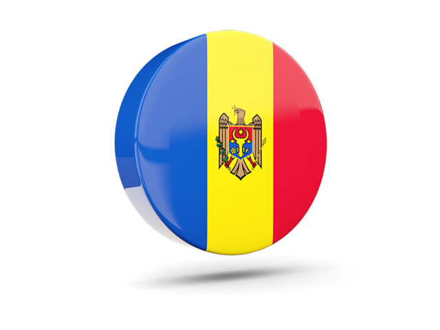 Glossy round icon 3d. Download flag icon of Moldova at PNG format