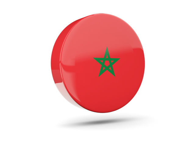Glossy round icon 3d. Download flag icon of Morocco at PNG format