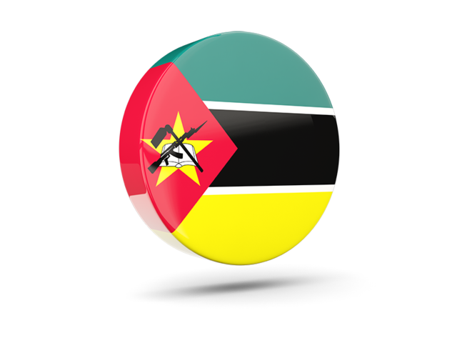 Glossy round icon 3d. Download flag icon of Mozambique at PNG format