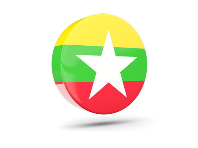 Glossy round icon 3d. Download flag icon of Myanmar at PNG format