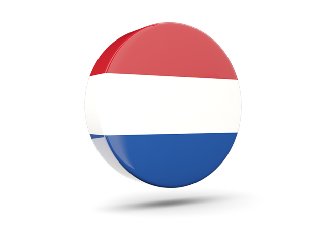 Glossy round icon 3d. Download flag icon of Netherlands at PNG format