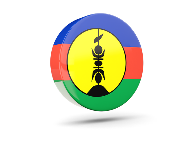 Glossy round icon 3d. Download flag icon of New Caledonia at PNG format