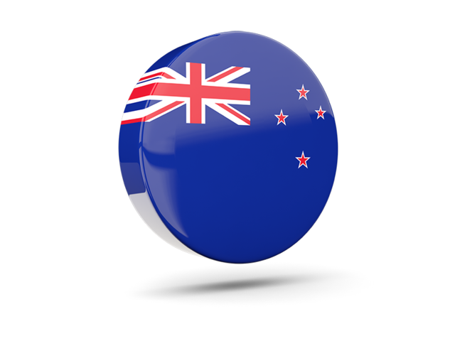 Glossy round icon 3d. Download flag icon of New Zealand at PNG format