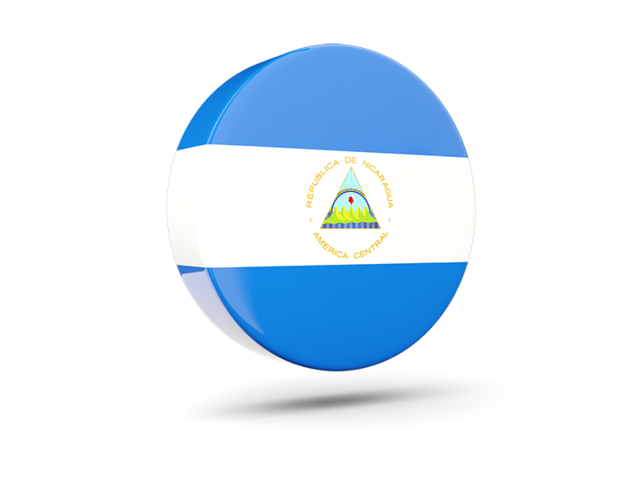 Glossy round icon 3d. Download flag icon of Nicaragua at PNG format