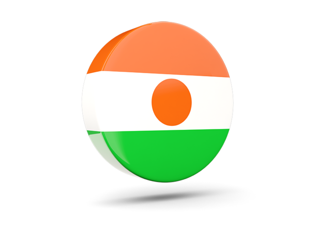 Glossy round icon 3d. Download flag icon of Niger at PNG format