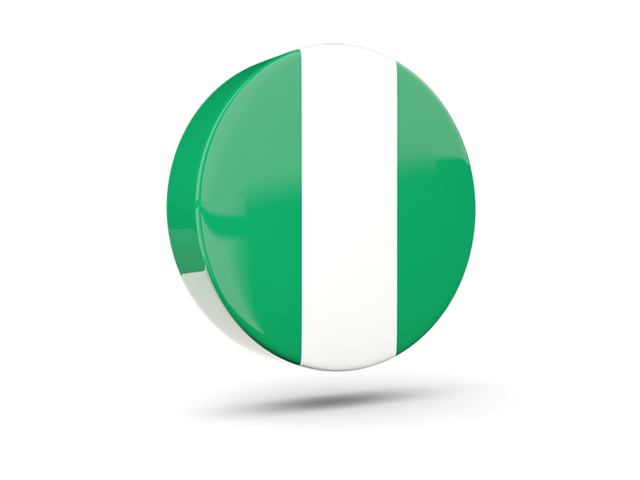 Glossy round icon 3d. Download flag icon of Nigeria at PNG format