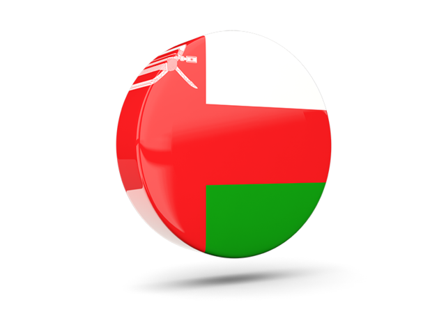 Glossy round icon 3d. Download flag icon of Oman at PNG format