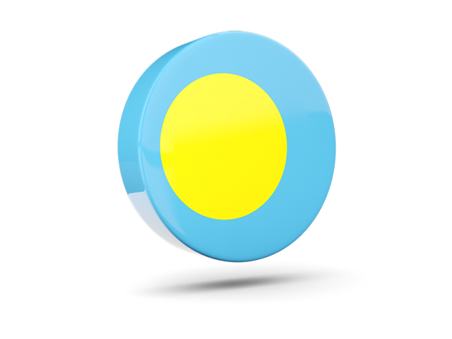 Glossy round icon 3d. Download flag icon of Palau at PNG format