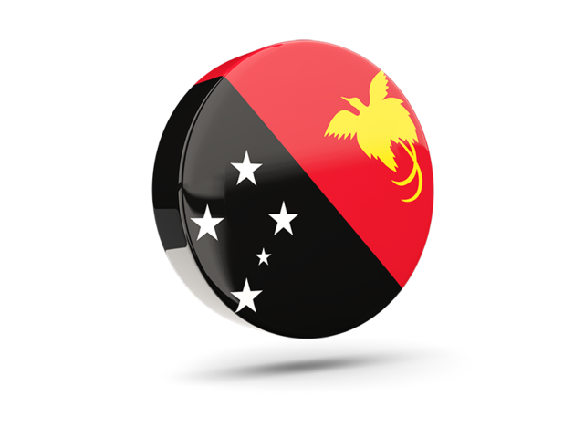 Glossy round icon 3d. Download flag icon of Papua New Guinea at PNG format