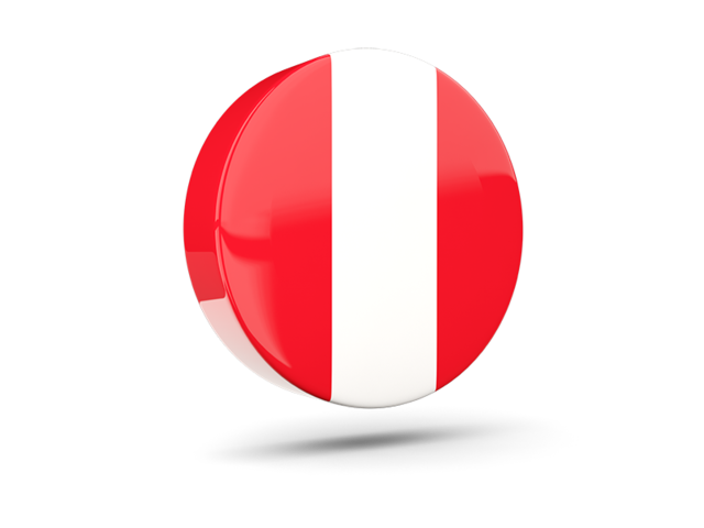 Glossy round icon 3d. Download flag icon of Peru at PNG format