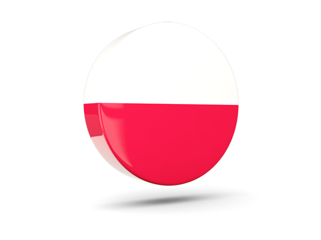 Glossy round icon 3d. Download flag icon of Poland at PNG format