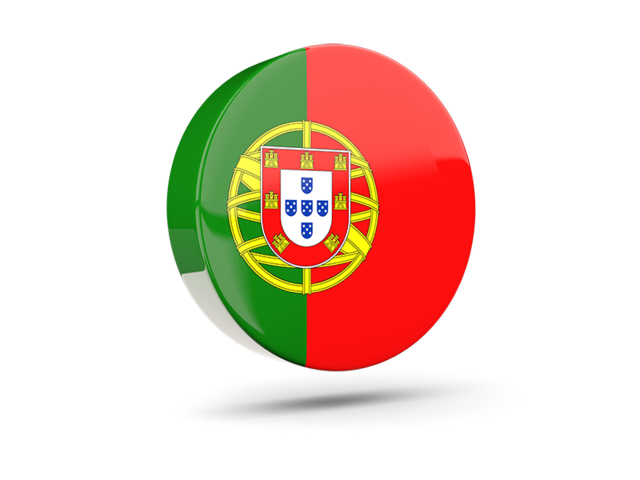 Глянцевая круглая 3D иконка. Скачать флаг. Португалия