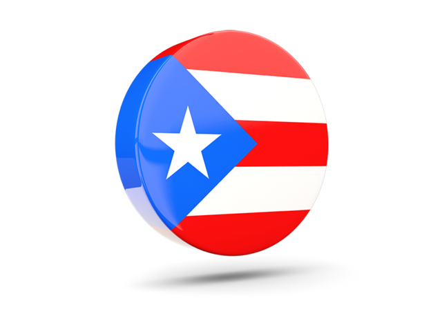 Glossy round icon 3d. Illustration of flag of Puerto Rico