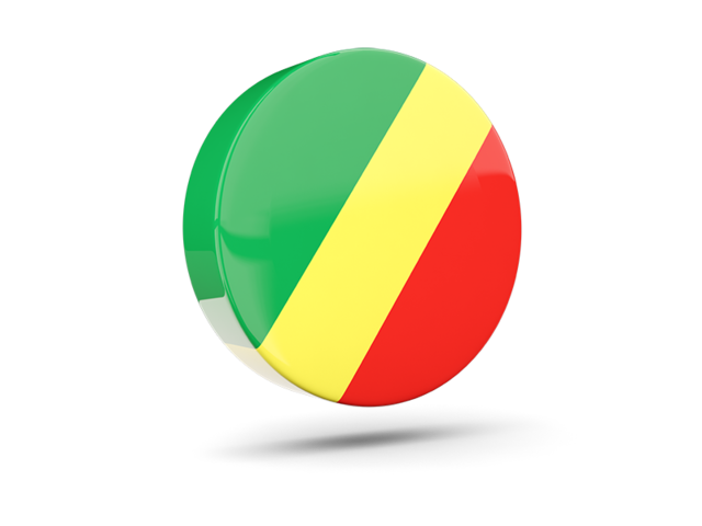 Глянцевая круглая 3D иконка. Скачать флаг. Республика Конго