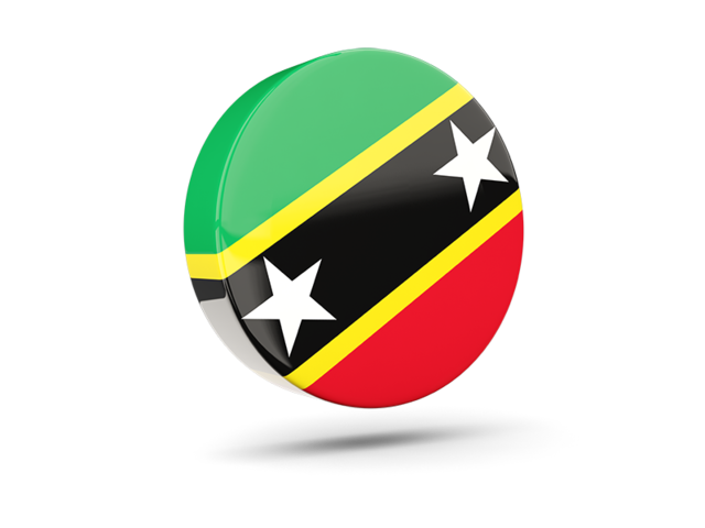 Glossy round icon 3d. Download flag icon of Saint Kitts and Nevis at PNG format