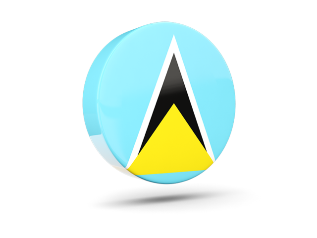Glossy round icon 3d. Download flag icon of Saint Lucia at PNG format
