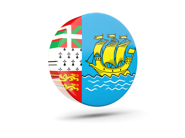 Glossy round icon 3d. Download flag icon of Saint Pierre and Miquelon at PNG format