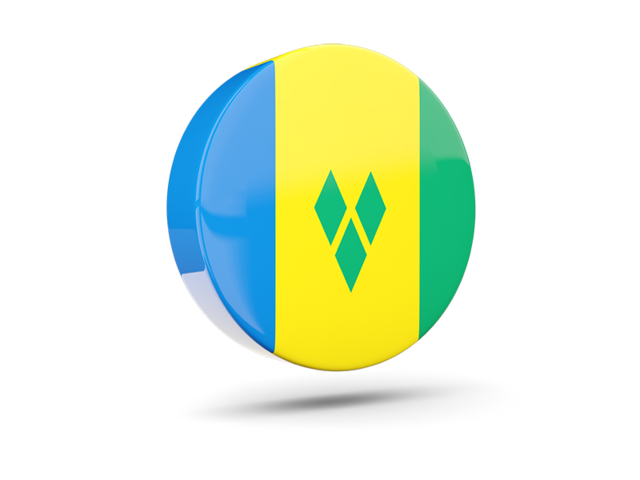 Glossy round icon 3d. Download flag icon of Saint Vincent and the Grenadines at PNG format
