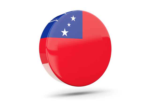 Glossy round icon 3d. Download flag icon of Samoa at PNG format