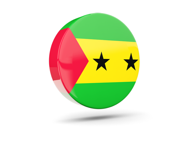 Glossy round icon 3d. Download flag icon of Sao Tome and Principe at PNG format