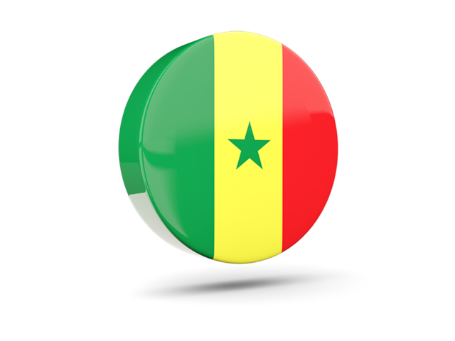 Glossy round icon 3d. Download flag icon of Senegal at PNG format