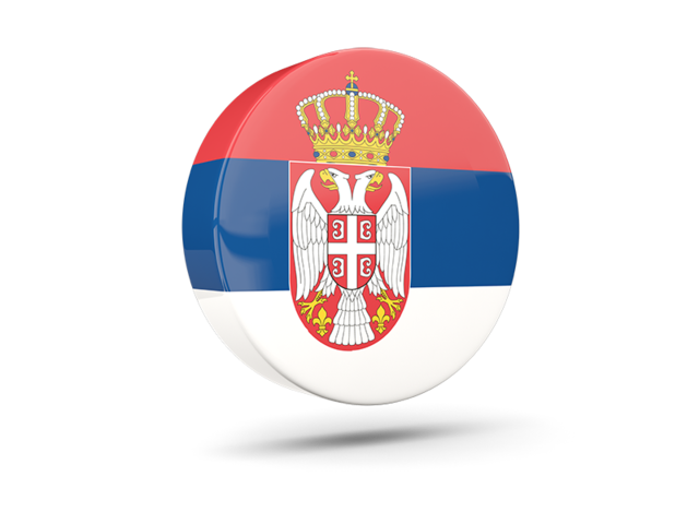 Glossy round icon 3d. Download flag icon of Serbia at PNG format