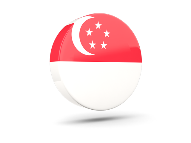 Глянцевая круглая 3D иконка. Скачать флаг. Сингапур