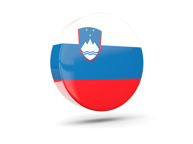 Glossy round icon 3d. Download flag icon of Slovenia at PNG format