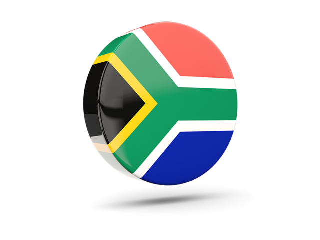 Glossy round icon 3d. Download flag icon of South Africa at PNG format
