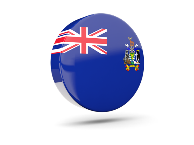 Глянцевая круглая 3D иконка. Скачать флаг. Южная Георгия и Южные Сандвичевы острова