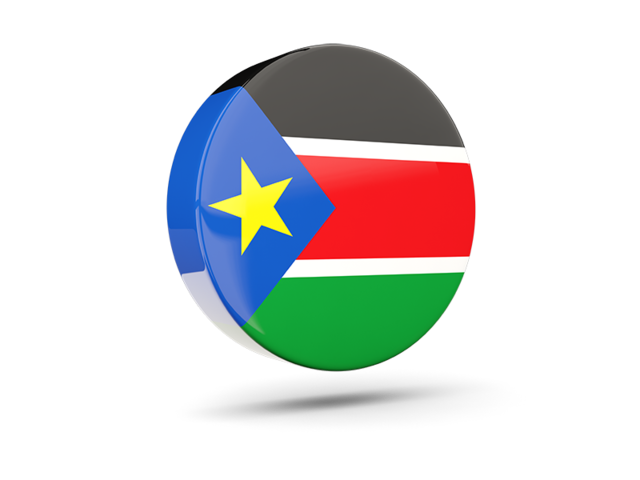 Глянцевая круглая 3D иконка. Скачать флаг. Южный Судан