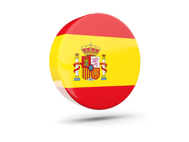 Glossy round icon 3d. Download flag icon of Spain at PNG format