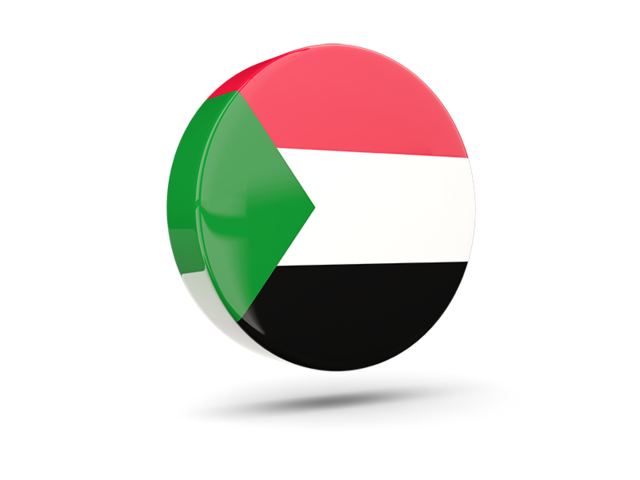 Glossy round icon 3d. Download flag icon of Sudan at PNG format