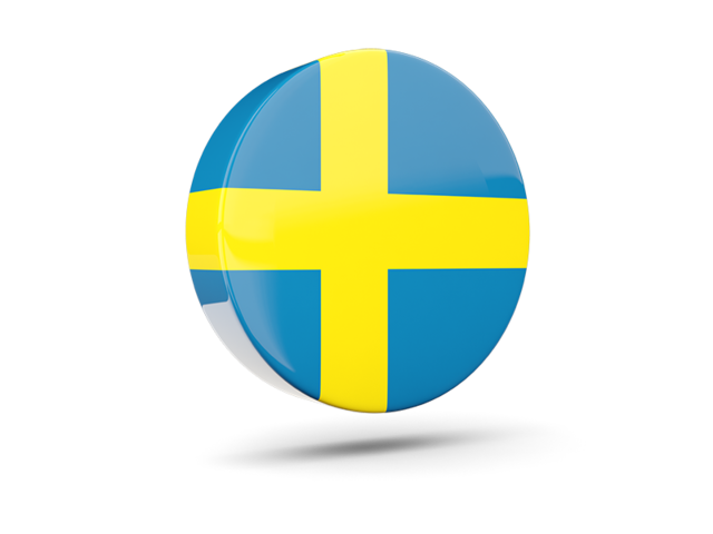 Глянцевая круглая 3D иконка. Скачать флаг. Швеция