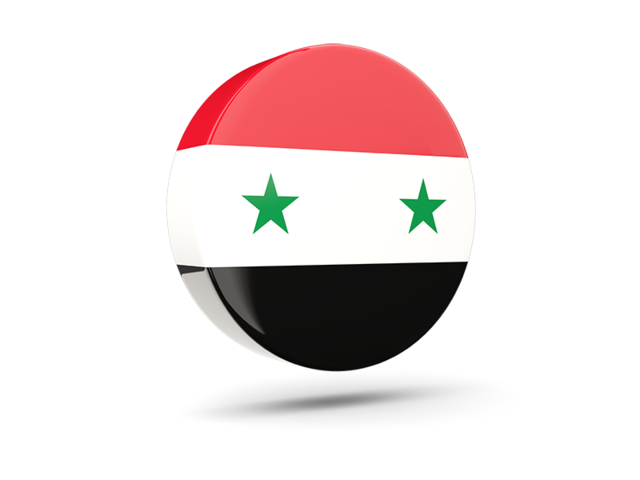 Glossy round icon 3d. Download flag icon of Syria at PNG format