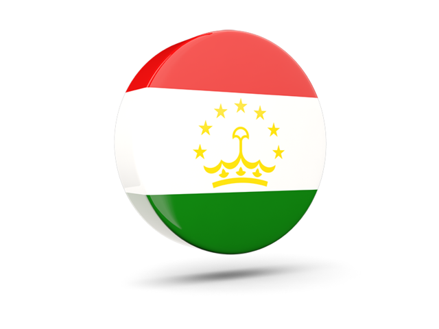 Glossy round icon 3d. Download flag icon of Tajikistan at PNG format