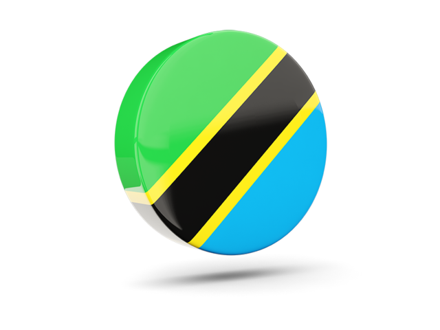 Глянцевая круглая 3D иконка. Скачать флаг. Танзания