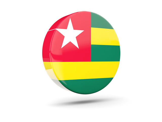 Glossy round icon 3d. Download flag icon of Togo at PNG format