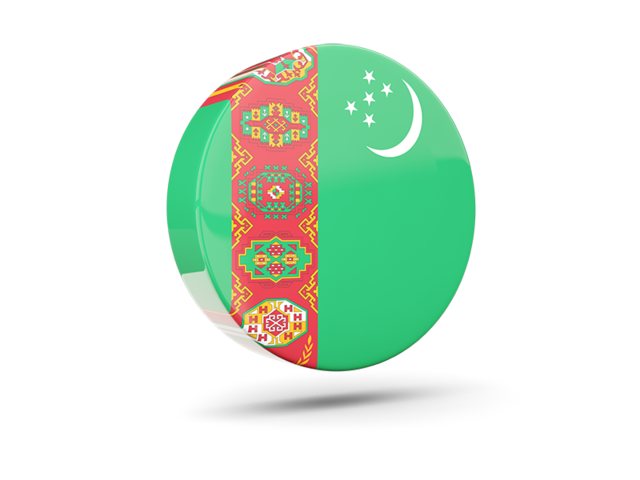 Glossy round icon 3d. Download flag icon of Turkmenistan at PNG format