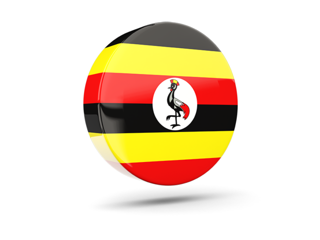 Glossy round icon 3d. Download flag icon of Uganda at PNG format