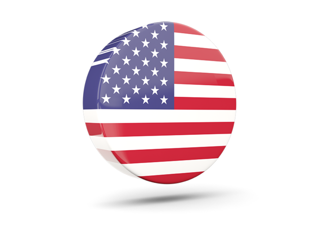 Glossy round icon 3d. Download flag icon of United States of America at PNG format