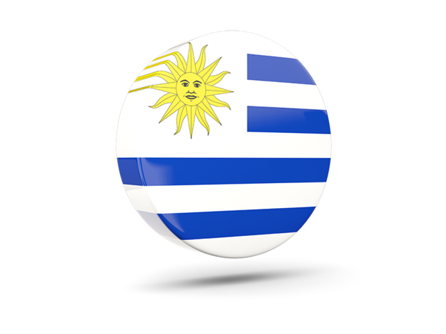 Глянцевая круглая 3D иконка. Скачать флаг. Уругвай
