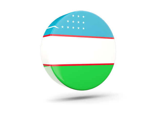 Glossy round icon 3d. Download flag icon of Uzbekistan at PNG format
