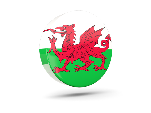 Glossy round icon 3d. Download flag icon of Wales at PNG format